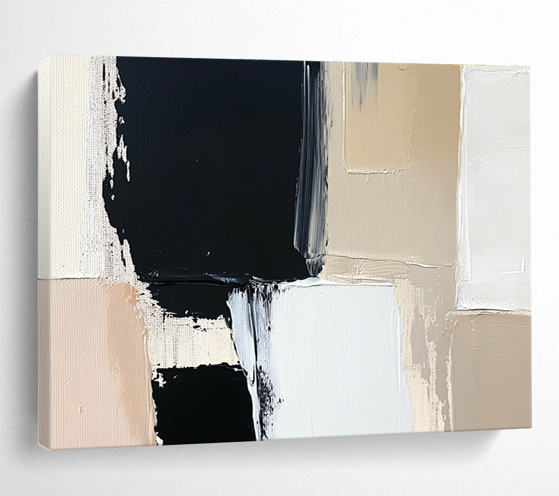 Geometric Color Blocks: Crisp Shapes in Neutral Tones Abstract Painting ABS174
