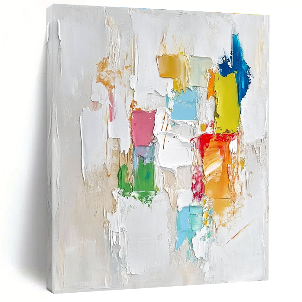 Colorful Patchwork Abstract Painting with Joyful Diversity WINK479