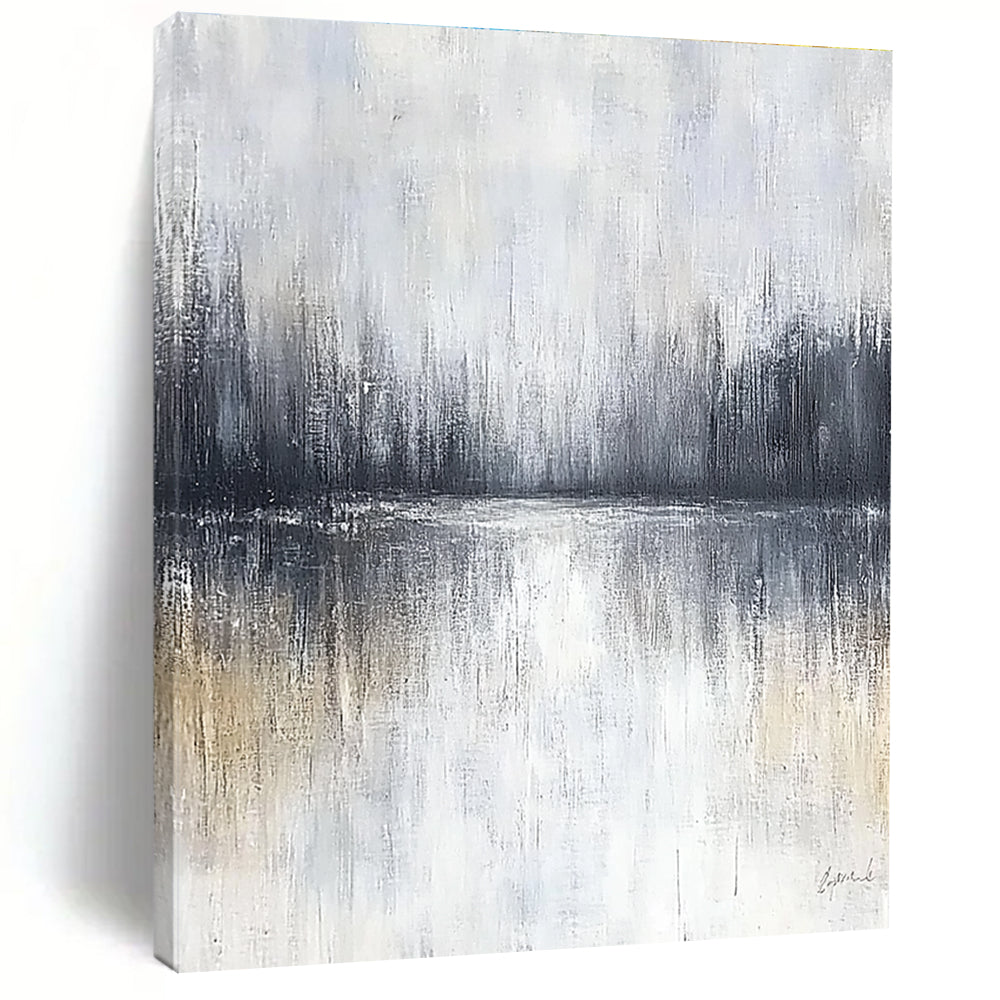 Misty Lake Reflection - Serene Landscape Abstract Painting GAB0520