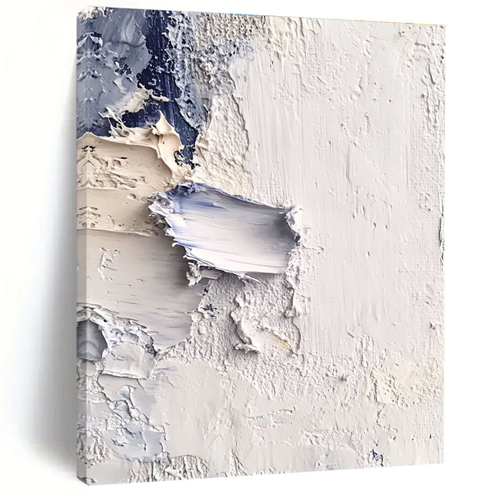 Textured White Blue Abstract Painting with Subtle Depth WINK741