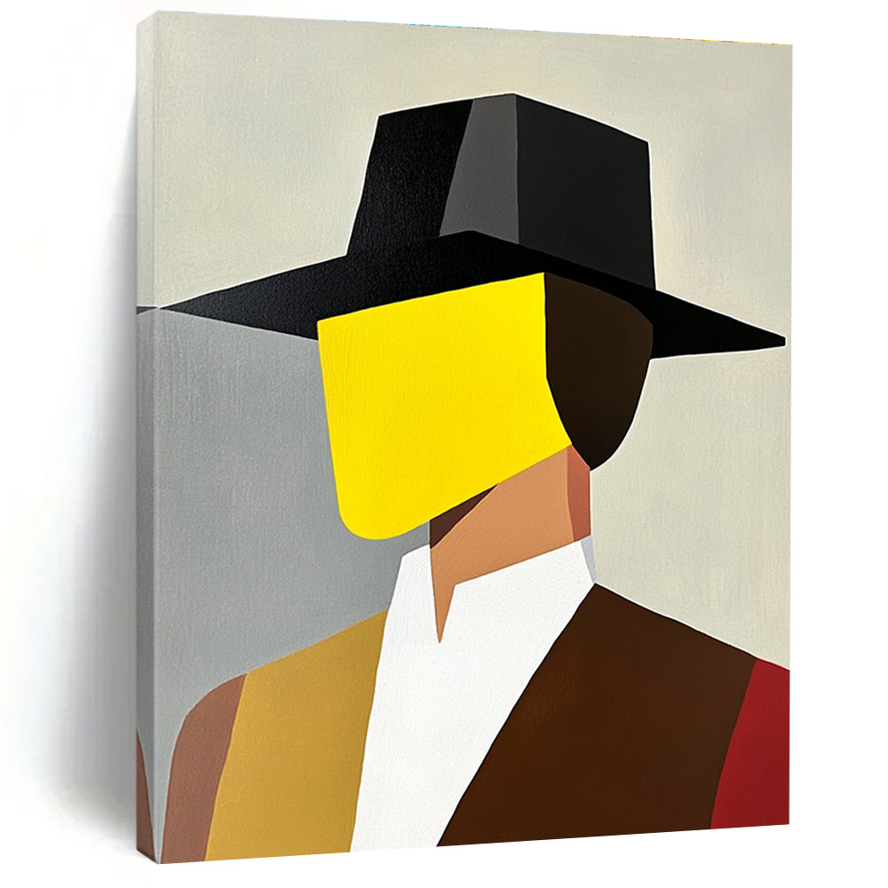 Geometric Hat Portrait Abstract Painting of Colorful Modernity GAB0219