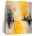Yellow and Gray Abstract Painting for Minimalist Bedroom Interiors GAB1187