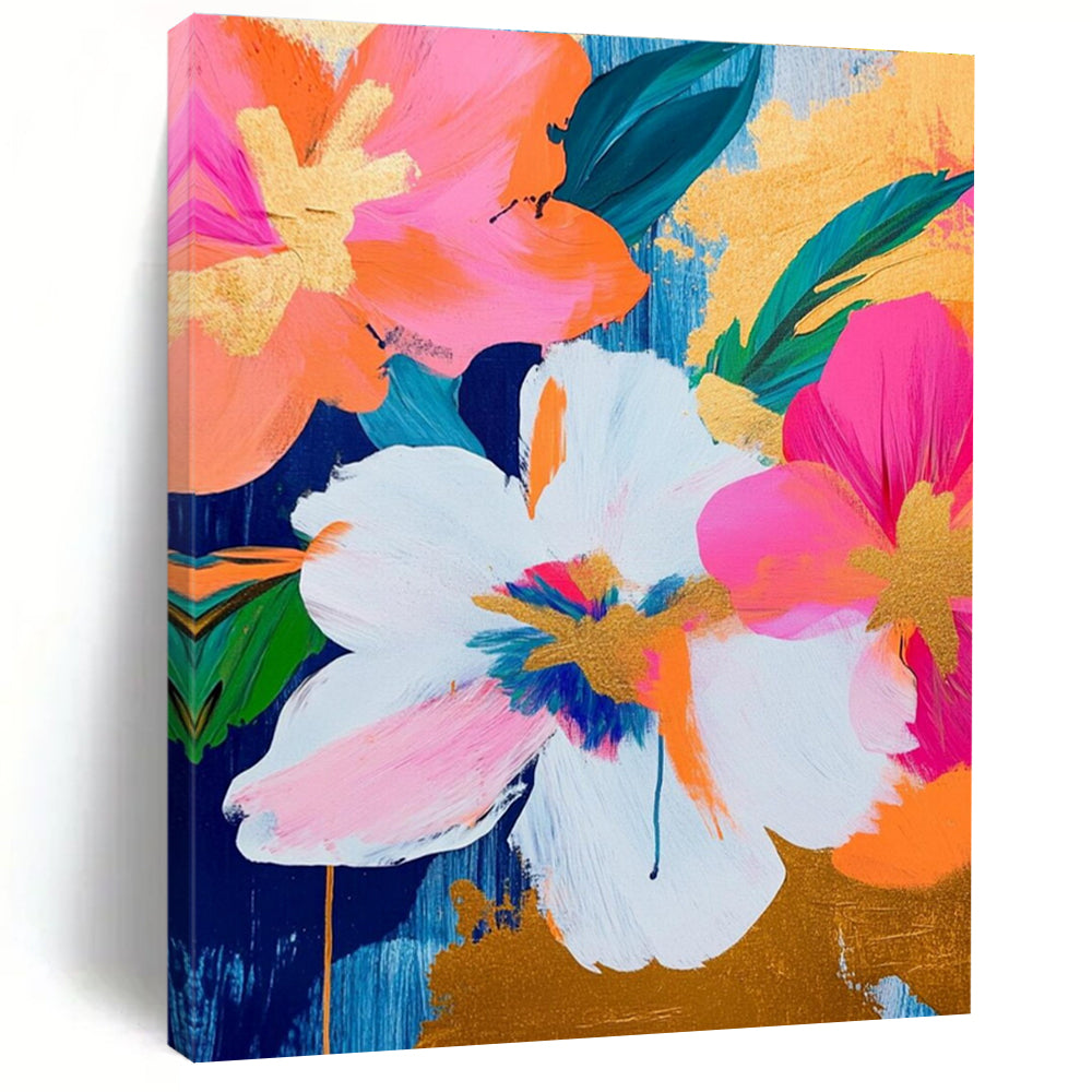 Cheerful Floral with Gold Accents Painting for Lively Interiors HENG284