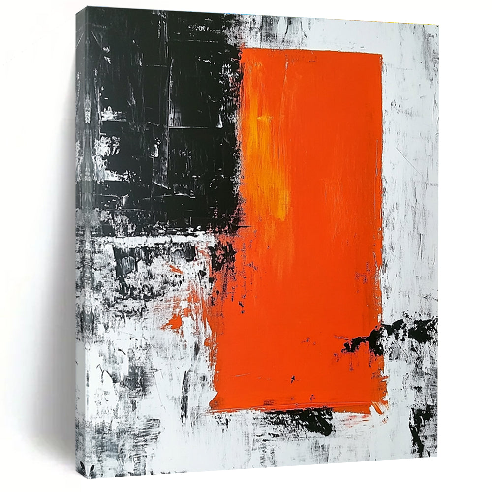 Orange - Black Abstract Contrast Painting with Dramatic Simplicity WINK499