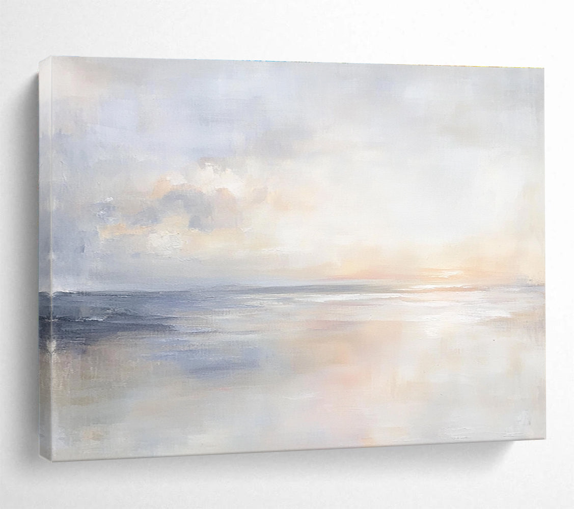 Soft Coastal Sunset Scene Art Embodying Tranquil Evening Vibes in Muted Colors Abstract Painting ABS147