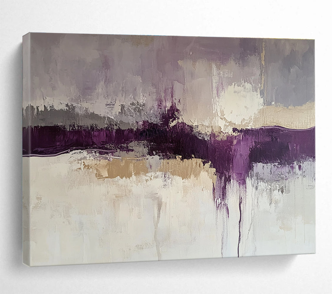 Purple - Toned Abstract Landscape Painting with Subtle Color Blends ABS248