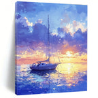 Sailboat at Sunset Romantic Coastal Abstract Painting GAB0330