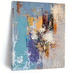 Blue Orange Abstract Painting with Warm - Cool Harmony WINK759