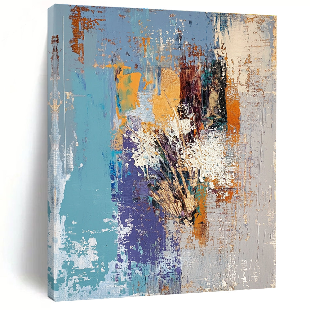 Blue Orange Abstract Painting with Warm - Cool Harmony WINK759
