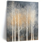 White Trees on Dark Background Abstract Painting for Nature - Inspired Living Rooms GAB0816