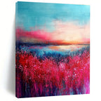 Flower Field Sunset Abstract - Romantic Landscape Art GAB0548