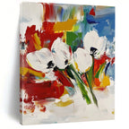 White Blooms on Color Abstract Painting for Modern Bridal Suites GAB0763