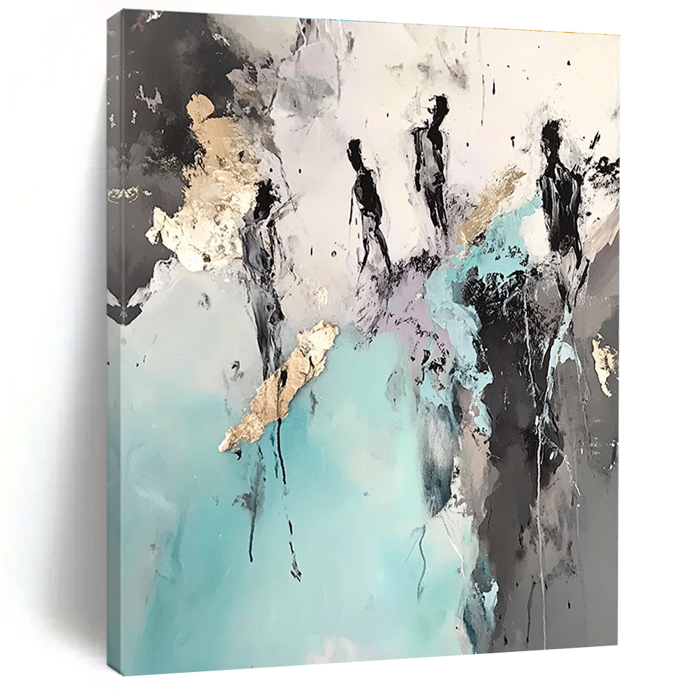 Silhouette and Gold Abstract Painting for Sophisticated Residential Living Rooms GAB1194