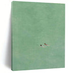 Two Swimmers in Green Minimalist Painting for Calm Interiors HENG305