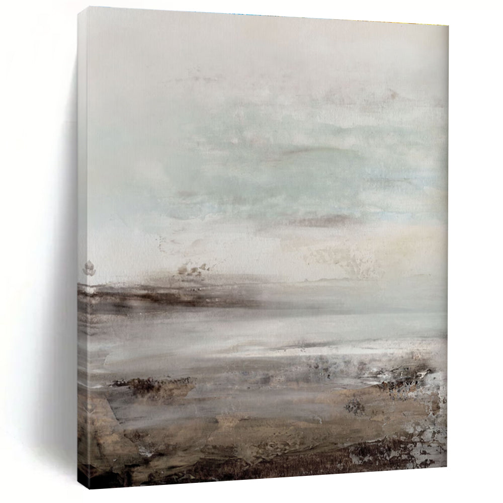 Neutral - Toned Landscape Abstract Painting for Serene Bedrooms HENG153