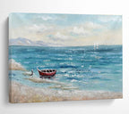 Seaside Boat Abstract Painting for Coastal Home Decor YHT224