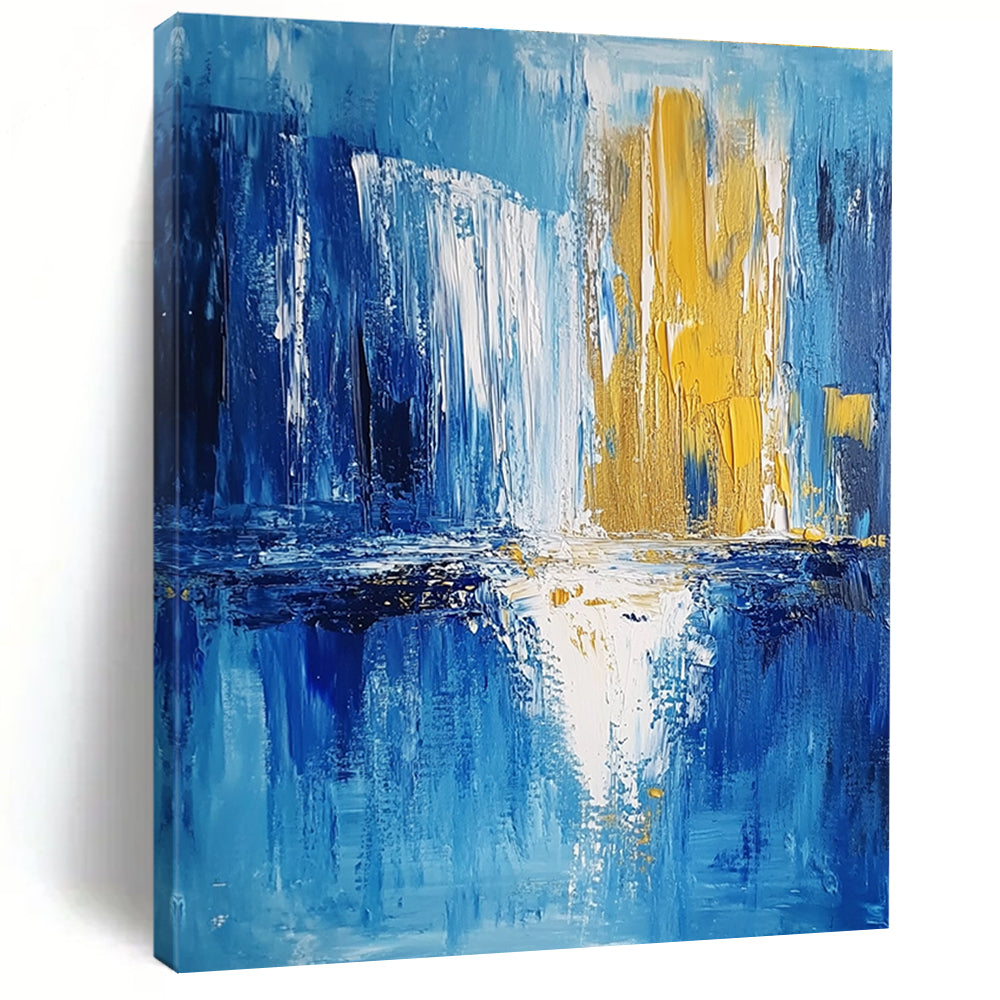Blue - Gold Reflection Abstract Painting with Ethereal Harmony WINK390
