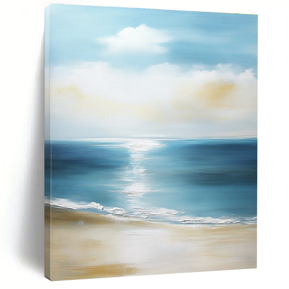 Calm Sea Beach Peaceful Abstract Painting for Coastal Homes GAB1483