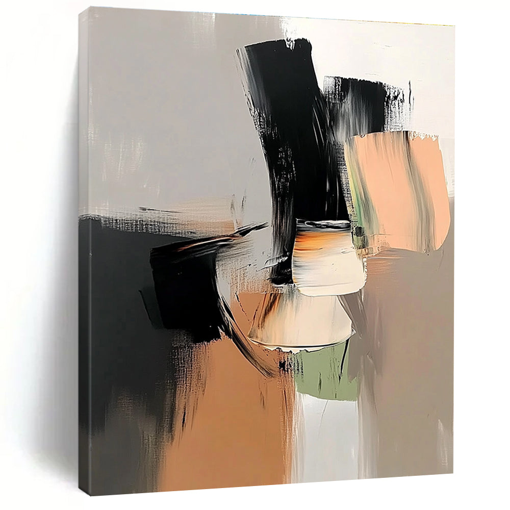 Black and Beige Abstract Painting for Minimalist - Themed Studies GAB1051