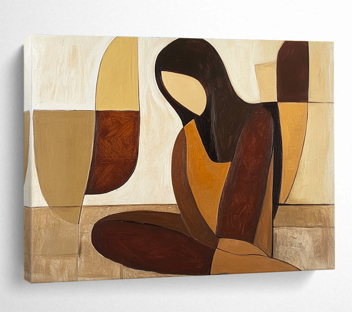 Geometric Figure Abstract Painting with Simplified, Serene Forms ABS496