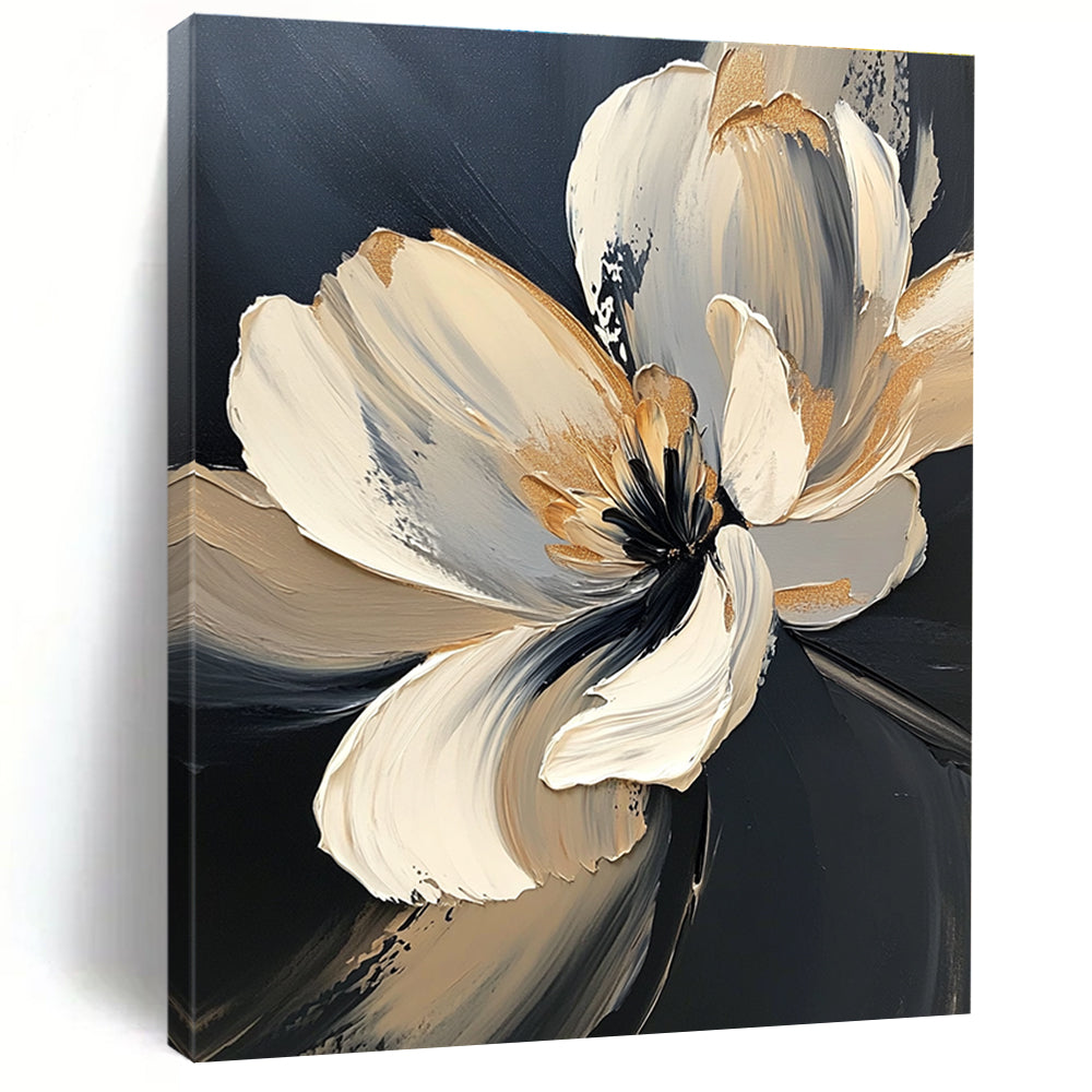 Textured Flower Abstract Painting with Gold Details GAB0707