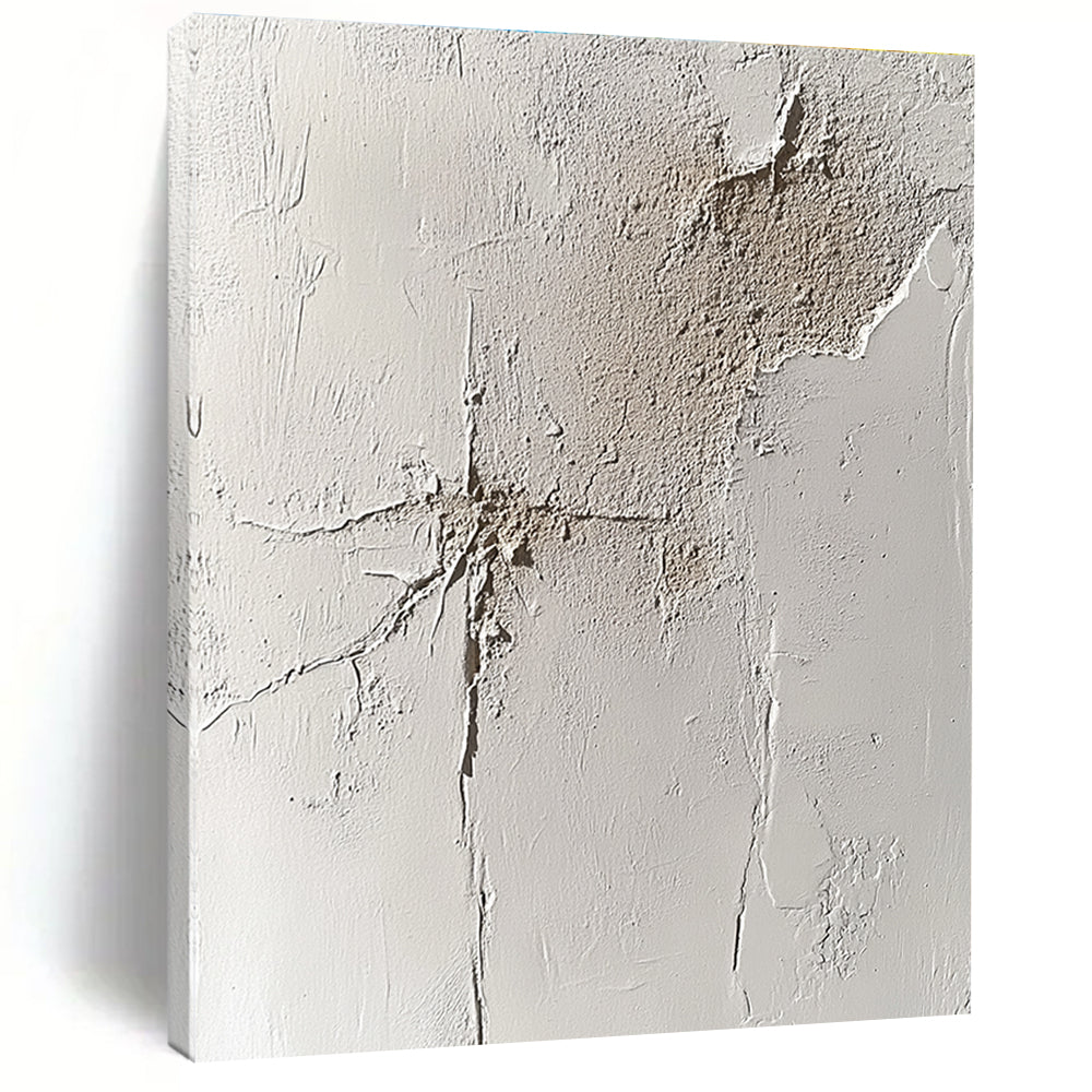 Cracked White Surface Abstract Painting with Textured History WINK095