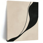 Black and Beige Curved Abstract Painting with Fluid Lines WINK843