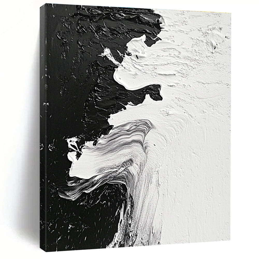 Black - White Abstract Flow Painting with Dynamic Textures WINK350