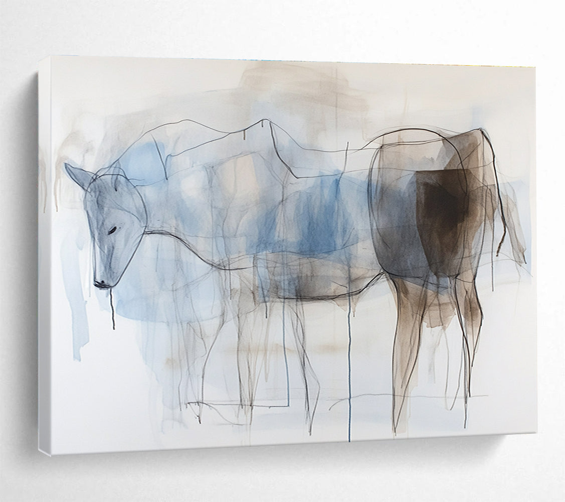 Layered Horse Sketches with Delicate Lines Abstract Painting ABS329