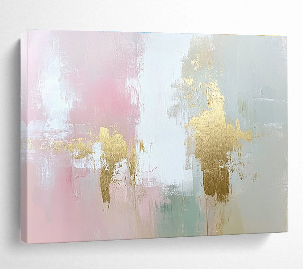 Pink and Gold Abstract Painting with Subtle Textured Elegance ABS442