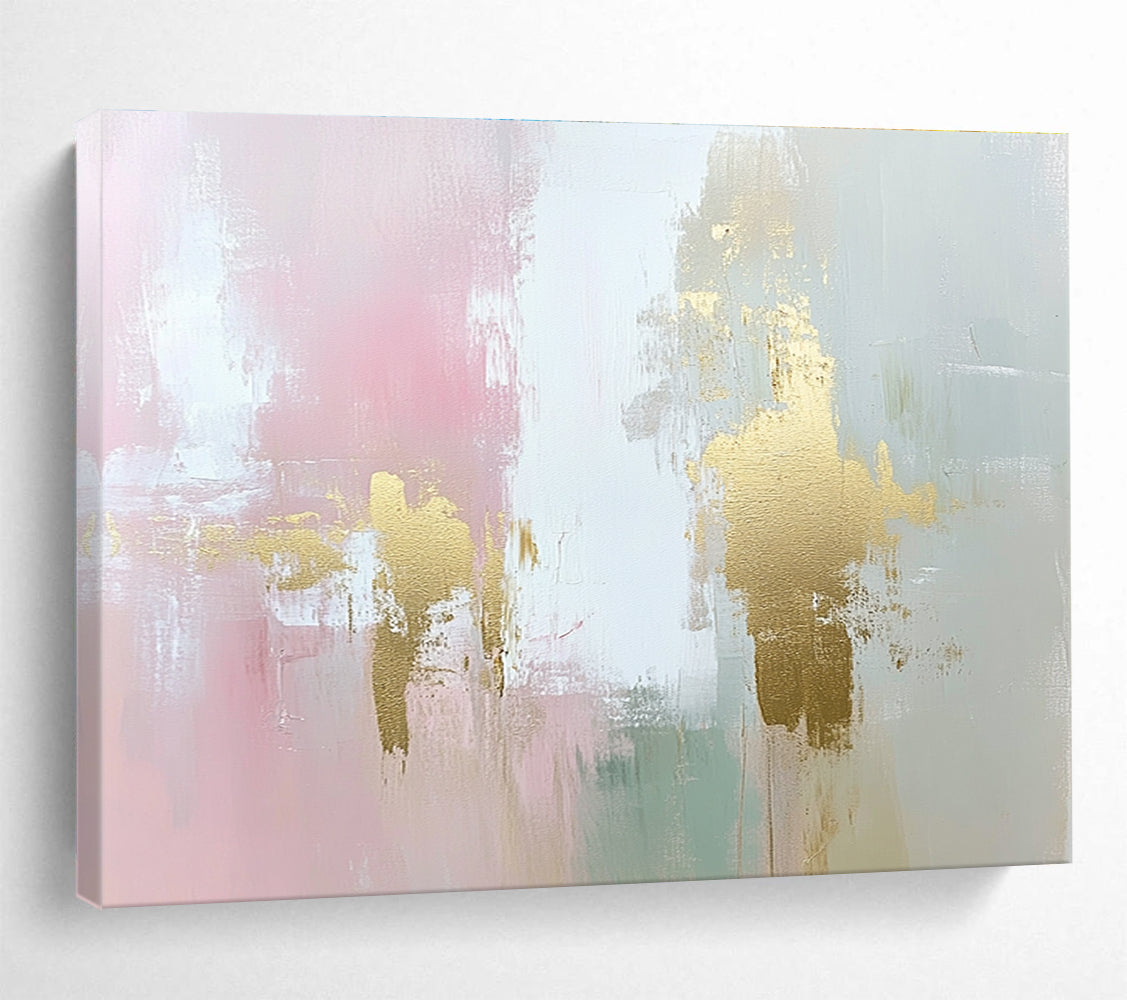 Pink and Gold Abstract Painting with Subtle Textured Elegance ABS442