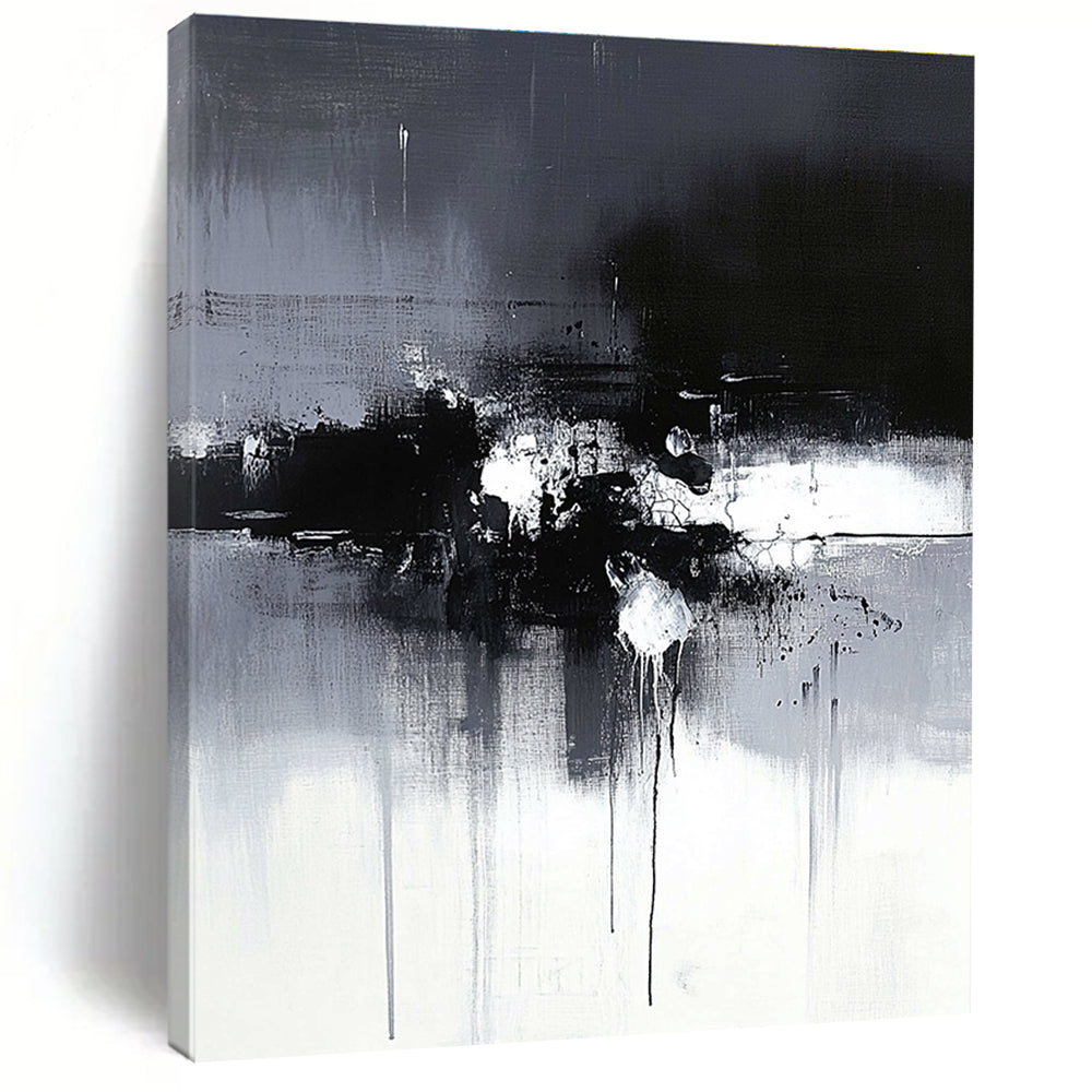 Black and White Drip Abstract Painting for Artistic - Styled Galleries GAB1092