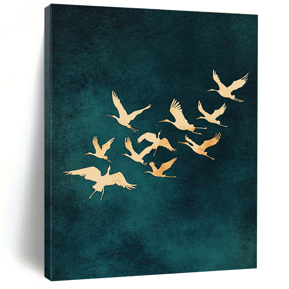 Flying Cranes II Abstract Painting for Zen - Themed Spaces GAB1343