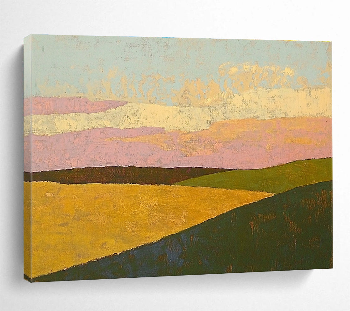 Pastel Landscape with Color Blocks Abstract Painting with Soft Harmony ABS575