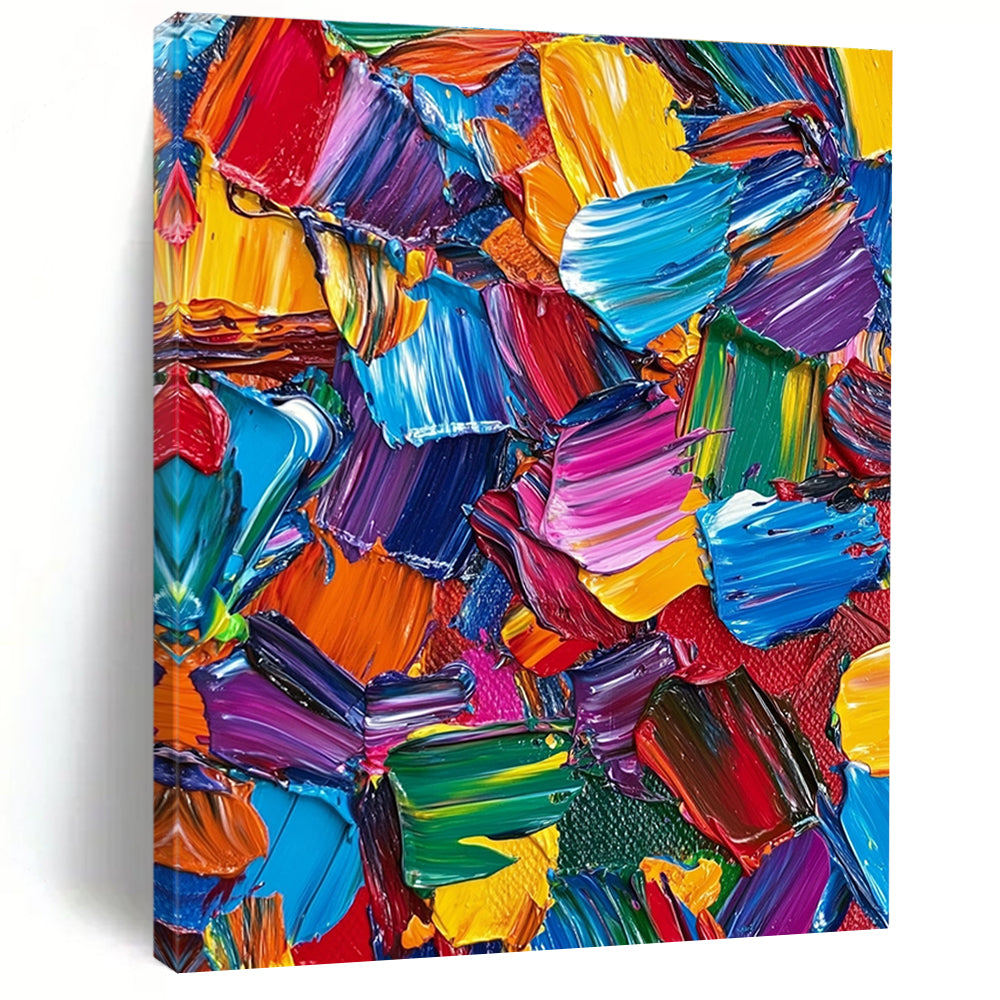 Colorful Palette Knife Strokes Abstract Painting with Vivid Energy WINK080
