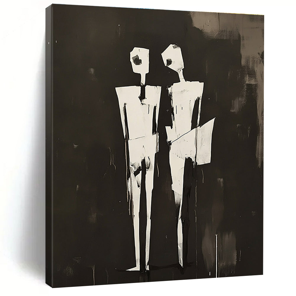 Black and White Figures Conceptual Abstract Painting GAB0296