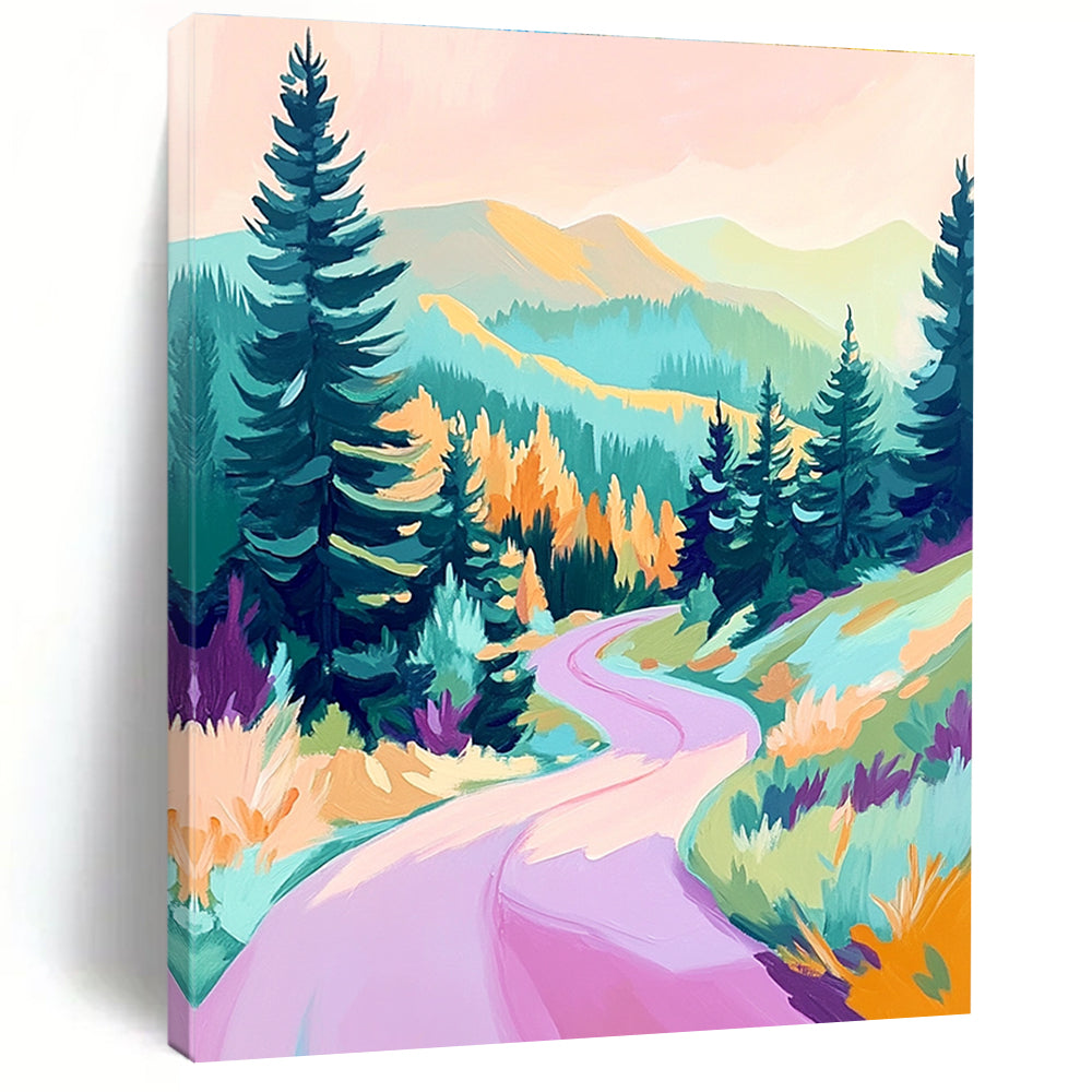 Pastel Mountain Path Painting of Dreamy Exploration GAB0154