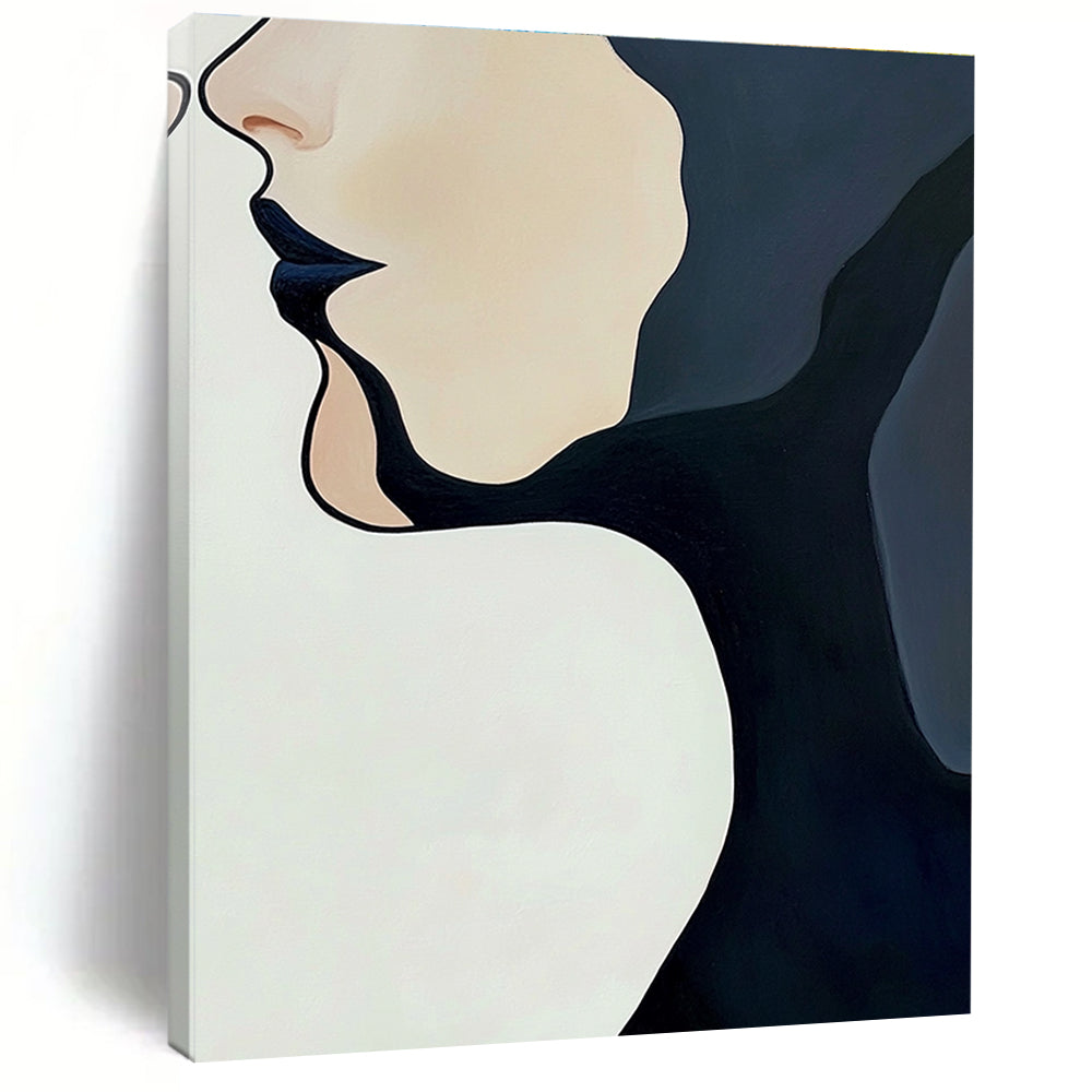 Minimalist Face Profile Abstract Painting with Clean Lines GAB0059