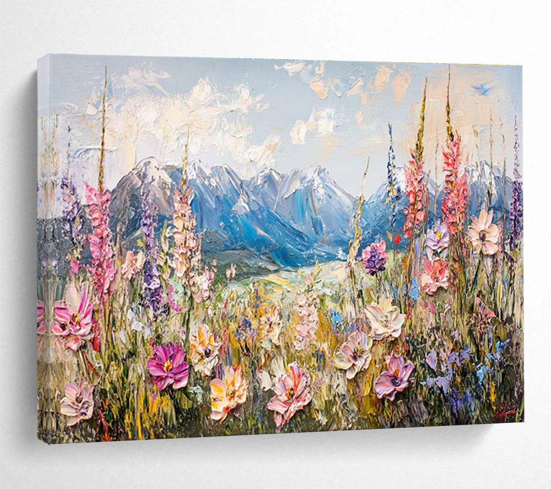 Mountain Flower Abstract Painting for Alpine Lodge Dining Halls YHT411