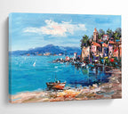 Coastal Town Abstract Painting for Nautical - Inspired Living Areas YHT230