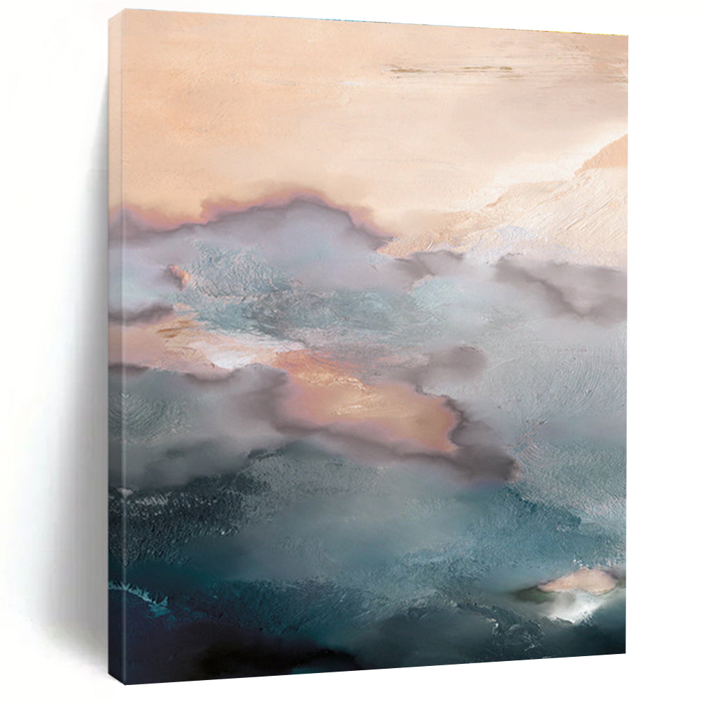 Soft - Hued Cloud Abstract Painting for Coastal - Themed Bedrooms HENG164