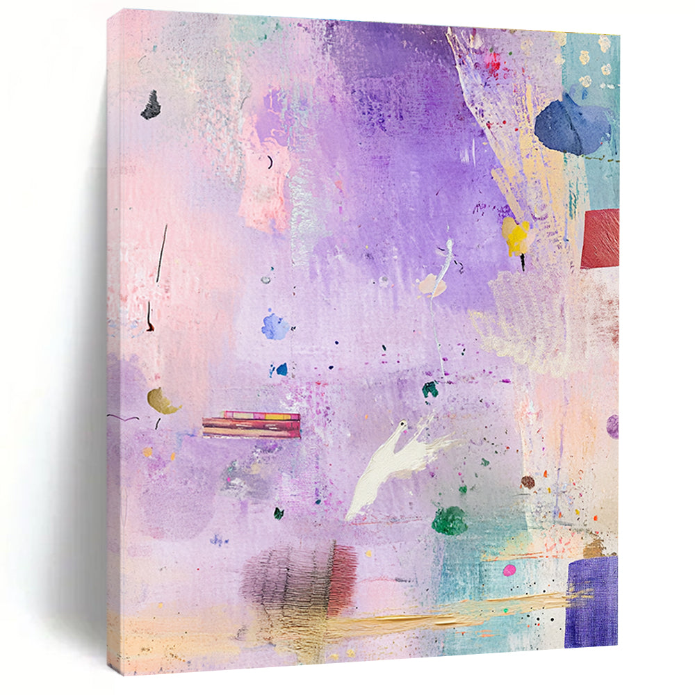 Purple - Toned Collage Abstract Painting for Artistic Bedrooms GAB1081
