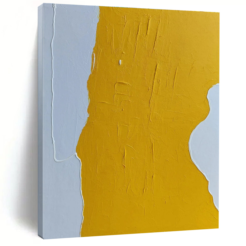 Yellow and White Textured Abstract Painting for Modern Minimalist Interiors HENG340