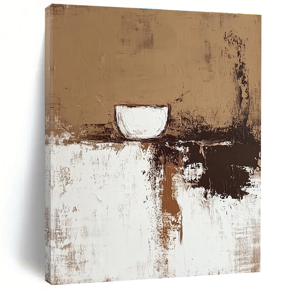 Abstract Cup and Textures Abstract Painting in Earth Tones GAB0047