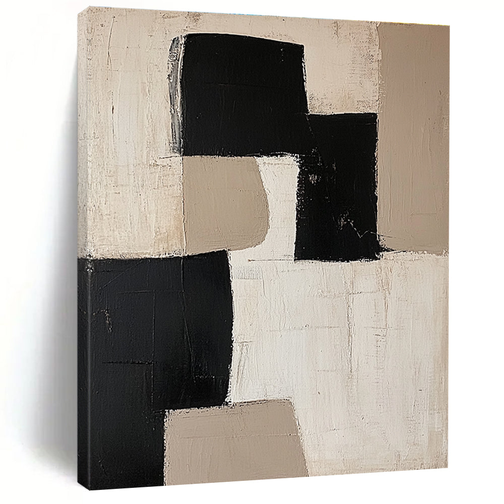 Monochromatic Geometric Blocks Abstract Painting with Subtle Textures WINK230