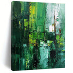 Green Textured Abstract Painting for Eco - Friendly Office Break Rooms HENG012