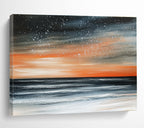 Starry Sea Sunset Abstract Painting with Contrasting Colors ABS289