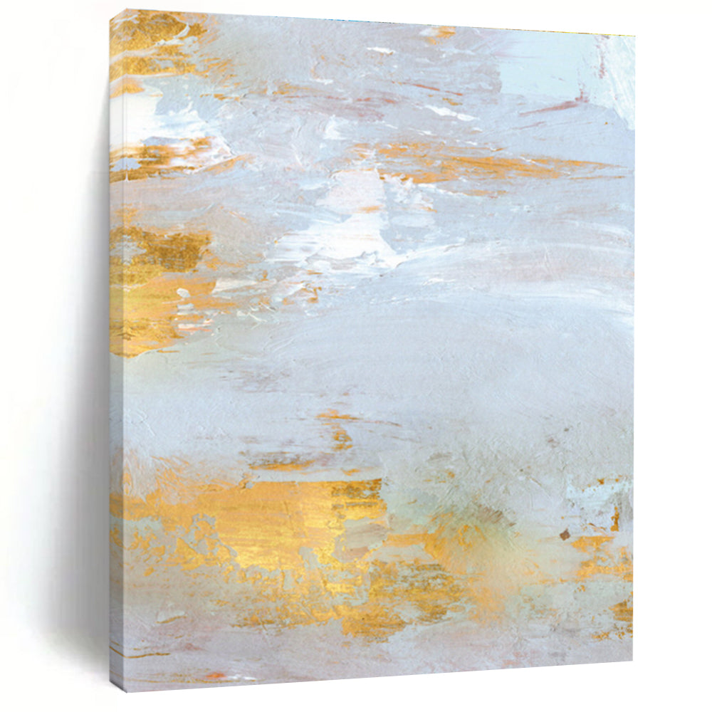 Gold - Accented Light Abstract Painting for Luxury Home Interiors HENG160