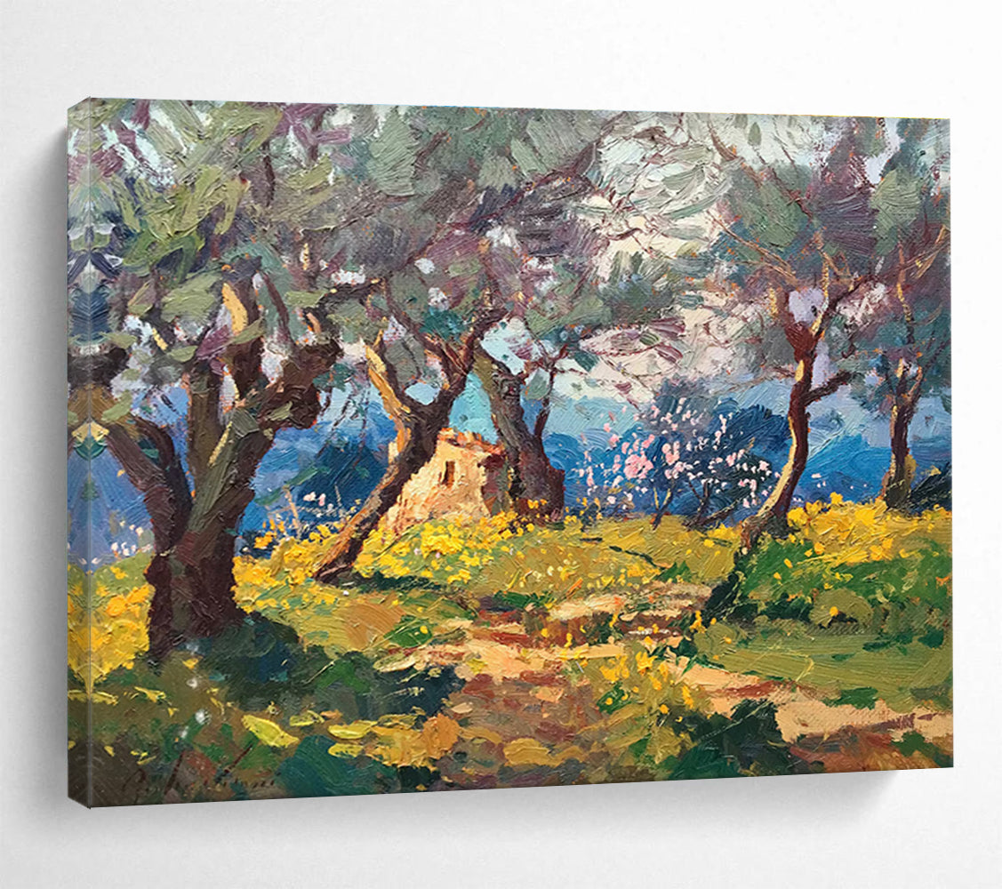 Olive Grove Abstract Painting for Italian Restaurant Private Dining YHT474