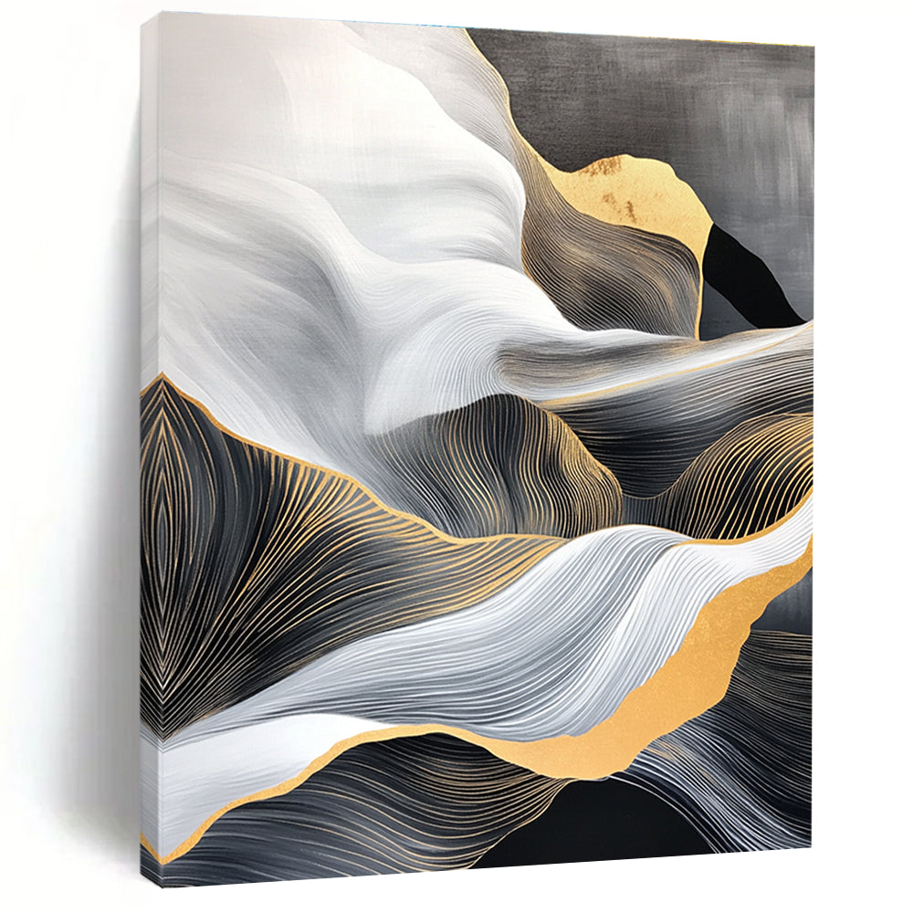 Golden - Lined Wave Abstract Painting for Sophisticated Living Rooms GAB0820